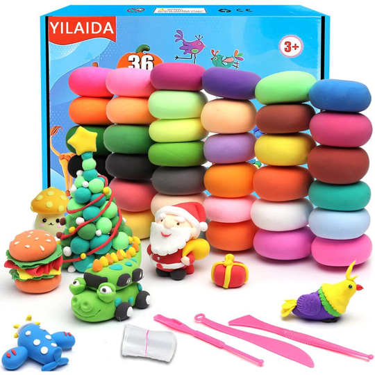 YILAIDA Air Dry Clay, 36 Colors Modeling Clay Ultra Light Air Drying Magic Clay, No Sticky and No-Toxic, DIY Educational Creative Kit for Kids.