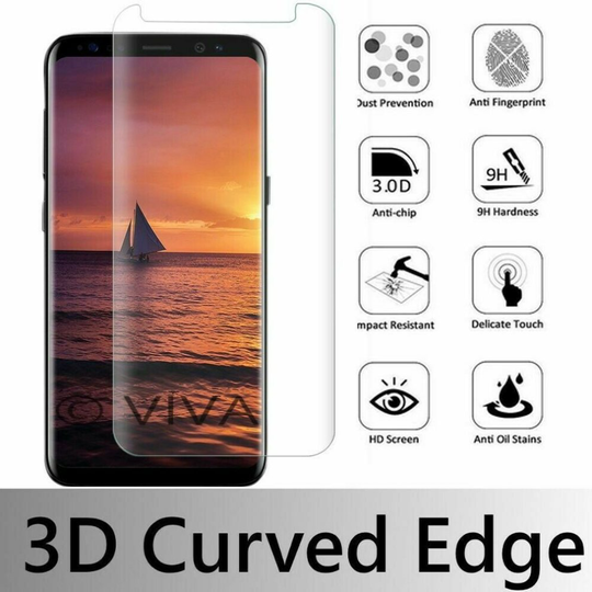 (Samsung Galaxy S8, Clear) 9H 3d Full Coverage Curved Protection Tempered Glass Screen Protector Anti Scratch Hard For Samsung Galaxy S8 / S8 Plus / S