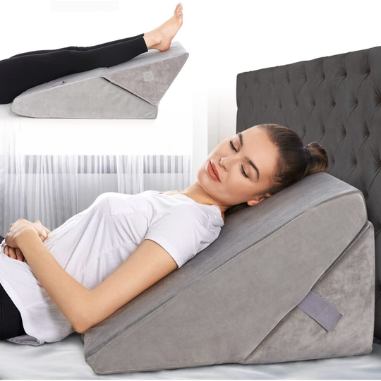 Bed Wedge Pillow - Adjustable 9&12 Inch Folding Memory Foam Incline Cushion System for Legs and Back Support Pillow - Acid Reflux
