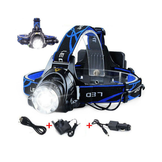 Zoom Headlamp 90000LM Rechargeable T6 LED Headlight Flashlights Outdoor Fish