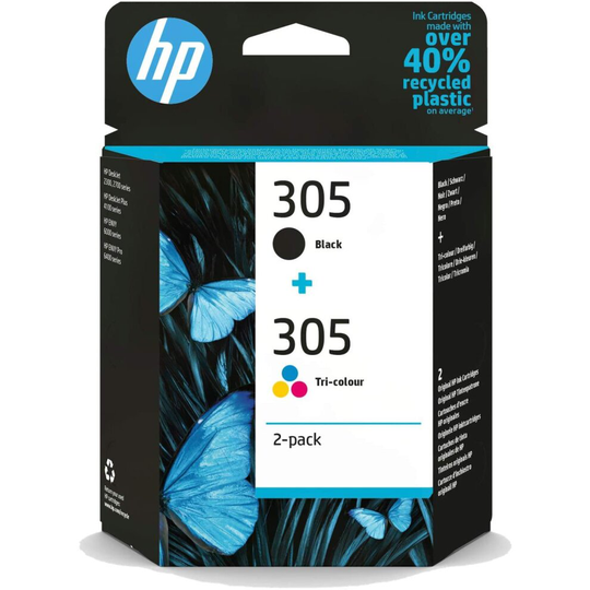 HP 305 - 2-pack - black, colour (cyan, magenta, yellow) - original - ink cartridge - for Deskjet 1255, 23XX, 27XX, 41XX,