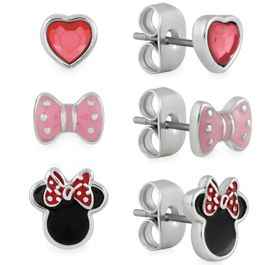 Disney Enamel Minnie Mouse Stud Earrings - Set of 3