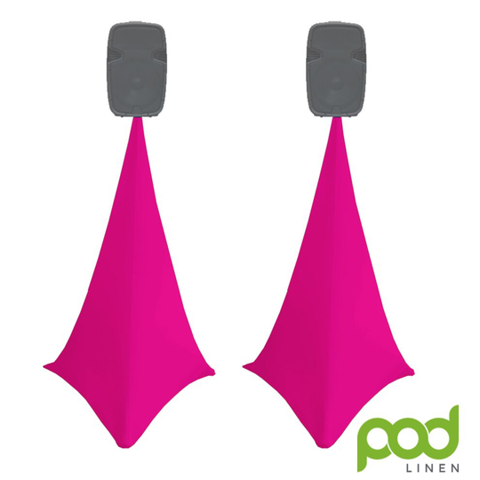 (fushia pink) 25 colors: pair of double sided spandex lycra speaker stand scrim / dj tripod cover