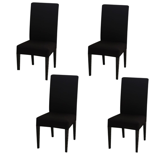 (Black, 4) Dining Banquet Chair Washable Removable Stretch Slipcover Covers Protector