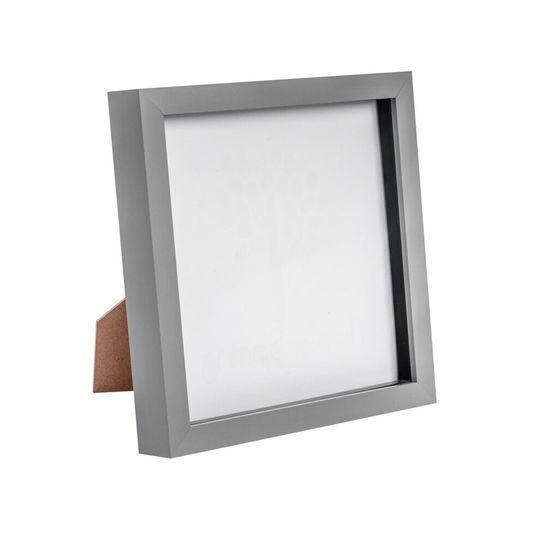 Box Picture Frame Deep 3D Photo Display 8x8 Inch Square Standing Hanging Grey