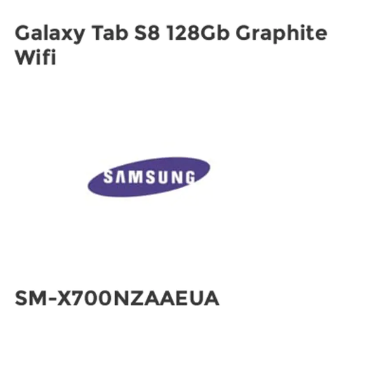 Samsung Galaxy Tab S8 128Gb Graphite Wifi