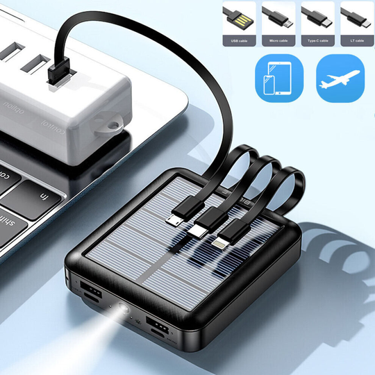 10000mAh LED Power Bank Portable Type-C Solar External Battery Charger