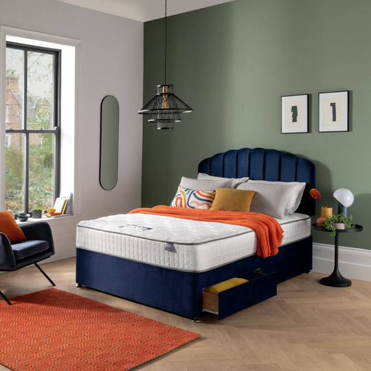 Silentnight Middleton 800Pkt Mem King 2 Drw Divan Bed - Blue