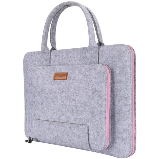 17.3-Inch Laptop Sleeve Ropch Felt Notebook Bag Computer Carrying Bag for 17.3" Acer / Asus / Dell / Lenovo / HP, Grey & Pink