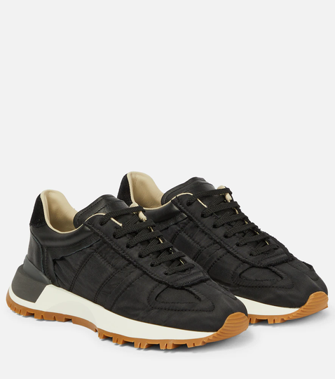 Nylon and suede sneakers