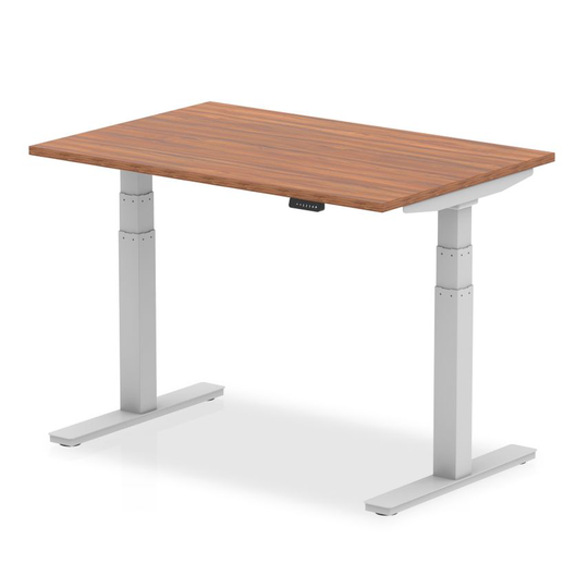 Dynamic Air 1200/800 Walnut Height Adjustable Desk with Silver Legs
