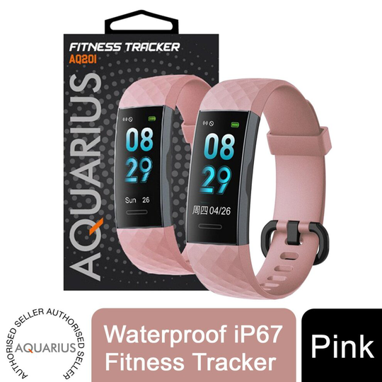 Aquarius AQ201 Smart IP67 Waterproof TouchScreen Fitness Tracker, Pink