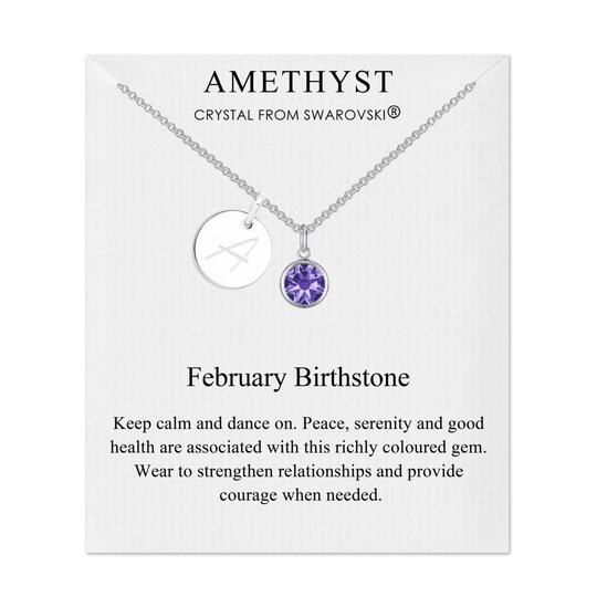() February Initial Birthstone Necklace Created with Swarovski Crystals