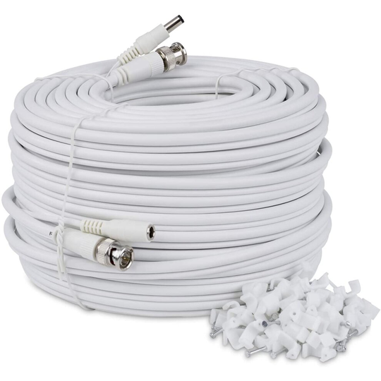 (50 Meter White ) Viewi RG59 + Power Copper BNC Video and DC Power Cable Lead For CCTV Video Security Camera Surveillance & DVR Kits