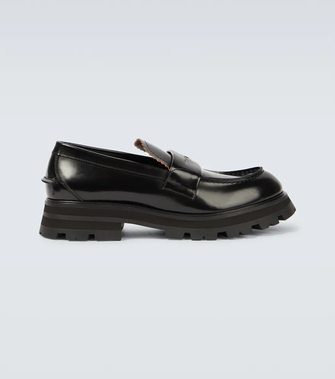 Seal Logo leather penny loafers