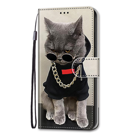 Samsung Galaxy S21 Case Pattern Cover Folio with kickstand Cat on a gold chain