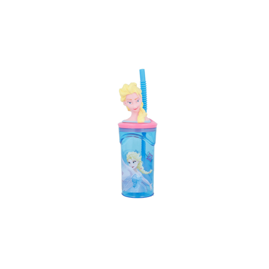 Kids 3D Figurine Frozen Drinking Tumbler Bottle & Expandable Straw