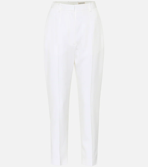 High-rise cropped wool pants