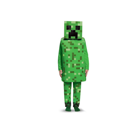 (Green, M) Halloween minecraft COS performance costume children's three-piece set
