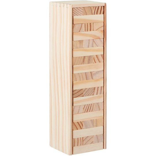 Relaxdays 10022792, Natural Tumble Tower Wood, 54 Blocks To Stack, Fun Stack & Fall Game For Kids & Adult, Wooden Toy