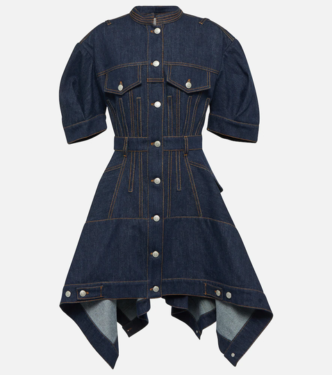 Asymmetric denim minidress