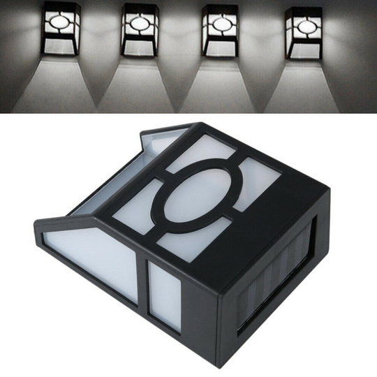(Cool White) LED Solar Powered Fence Waterproof Outdoor Wall Lamps For Garden Yard
