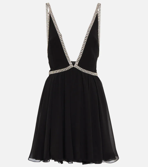 Embellished silk minidress
