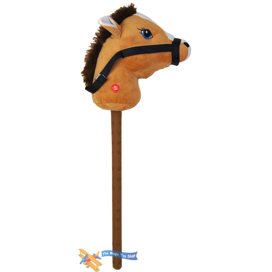 (Brown) The Magic Toy Shop Kids Hobby Horse or Unicorn with Galloping Neighing Sounds Childrens Toy