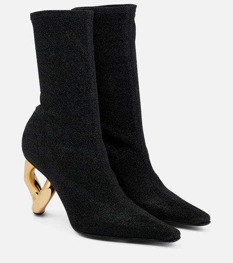 Chain knit ankle boots