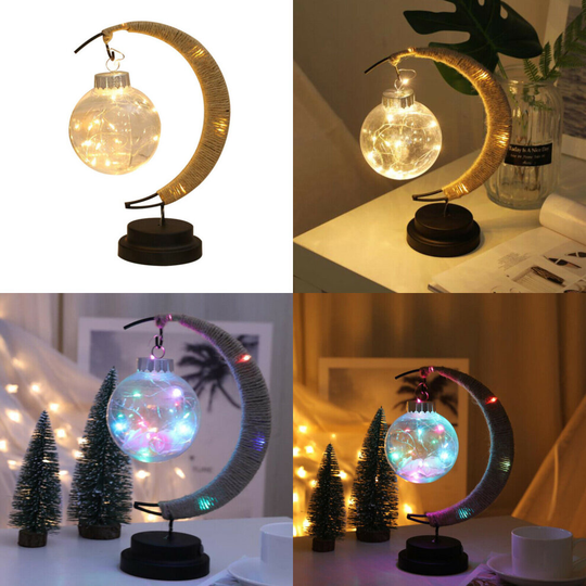 (4 Multicolour) LED RGB Moon Ball Table Lamp Battery Powered Night Light Bedside Fairy Light