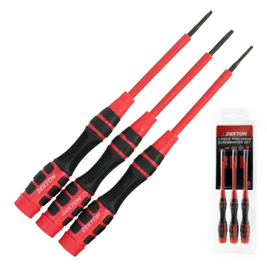 Dekton 3pc Flat Screwdriver Set 2mm, 2.5mm 3mm Star Slotted Head Phone, Laptop
