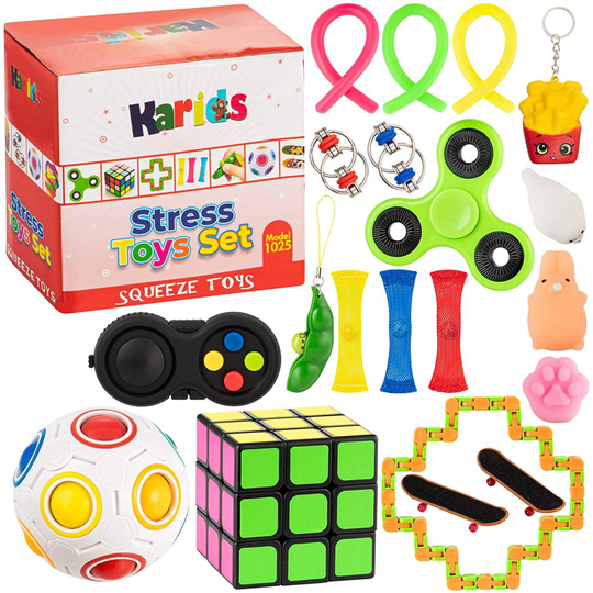 Fidget Toys Set Push Pop It Fidgets For Kids Toy Pack-Party Bags Filler Squishy Squishies Stress Packs Figet Figets Figit Sensory with Box