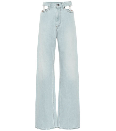 Cutout high-rise wide-leg jeans