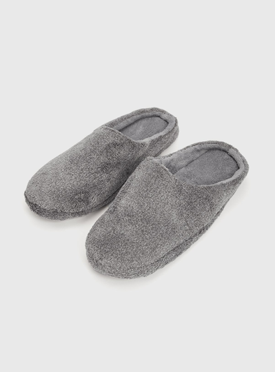 Grey Mule Memory Foam Slippers - S