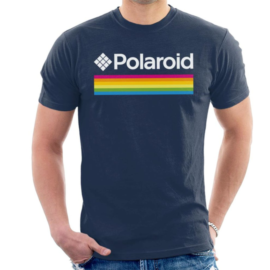 (X-Large, Navy Blue) Polaroid Spectrum Logo Men's T-Shirt