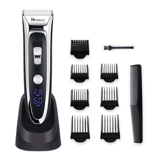 SURKER Hair Clipper Set Combs LED Rechargeable Hair Trimmer Cordless Cutting Kit