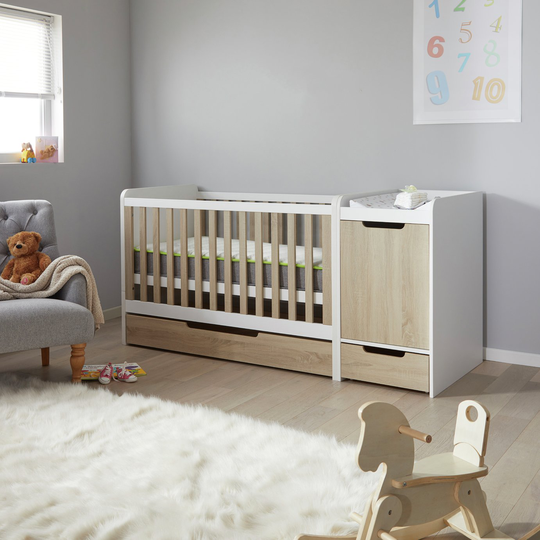 Petit Pascal George Cot bed and Changing Unit With Mattress