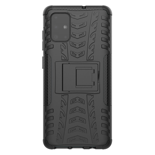 (Black) Slim Armour Shockproof Case Cover Stand + LCD Guard for Samsung Galaxy A71