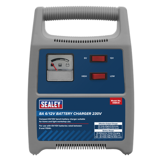 Sealey Battery Charger 8A 6/12V 230V