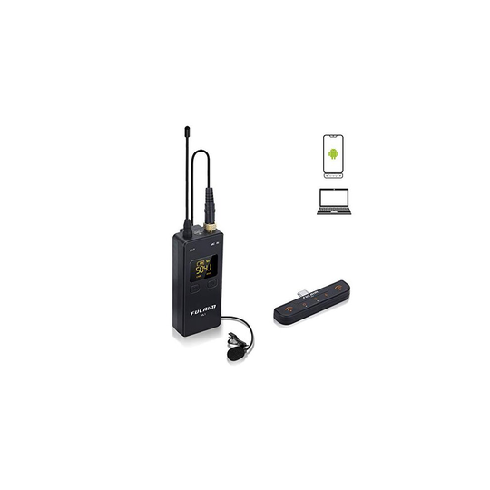 FULAIM VL1 Wireless Lavalier Microphones System for Android Mobile Phones PC Laptop, 16-Channel UHF Lapel Mic for Recording Vlog YouTube Video