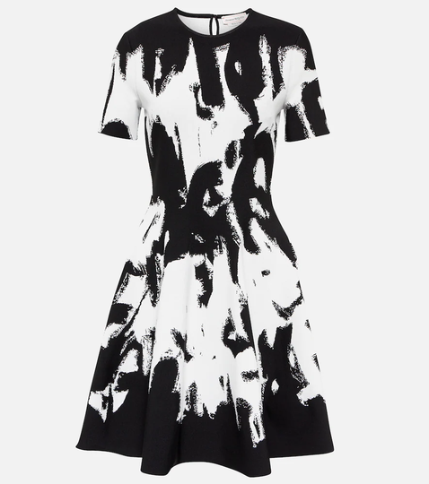 Graffiti jacquard knit minidress