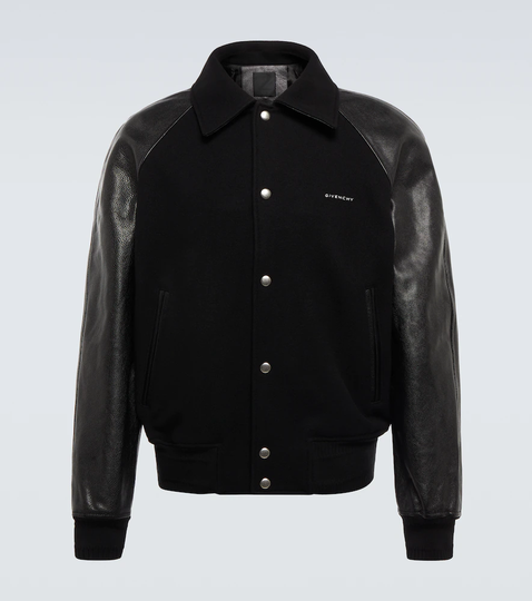 Wool-blend and leather varsity jacket