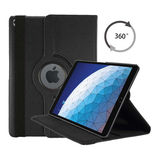 (Black) Case For Apple iPad 10.2in 2020 8th Generation PU Leather 360 Degree Rotating Cover