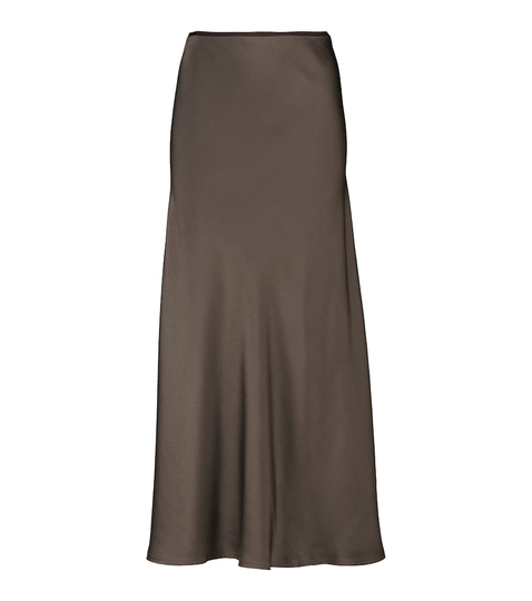 High-rise satin midi skirt