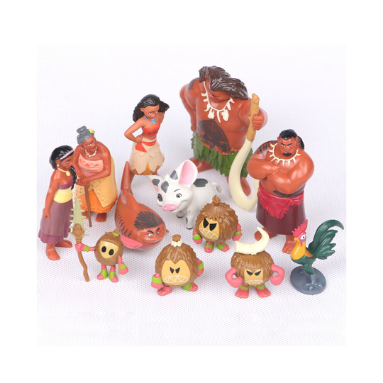 12pce Moana Princess Waialiki Demigod Maui Black Adventure Action Kids Doll