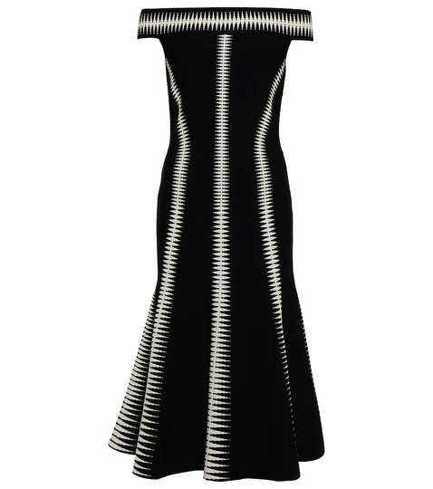 Jacquard off-shoulder midi dress