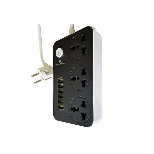 Travel Multi Extension and 6 USB Outlets Flex has 2 pin Euro Type Plug