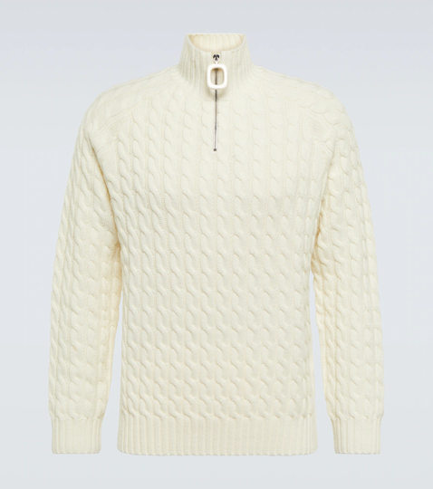 Cable-knit wool half-zip sweater