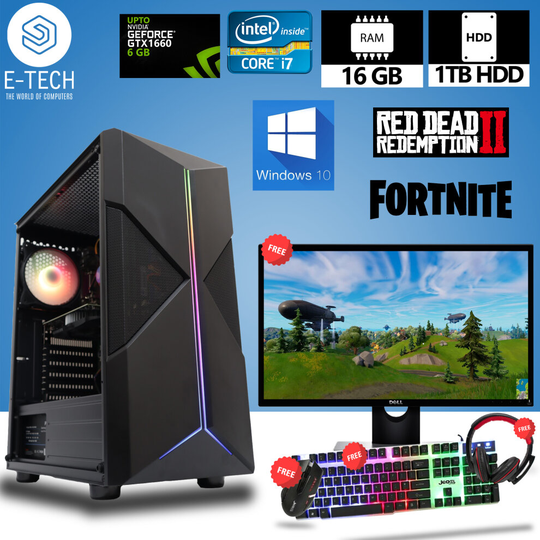 Gaming PC Computer Bundle Intel Core I7 16GB 1TB HDD 6GB GTX 1660 W10