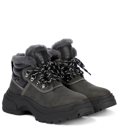 Shearling-lined leather ankle boots